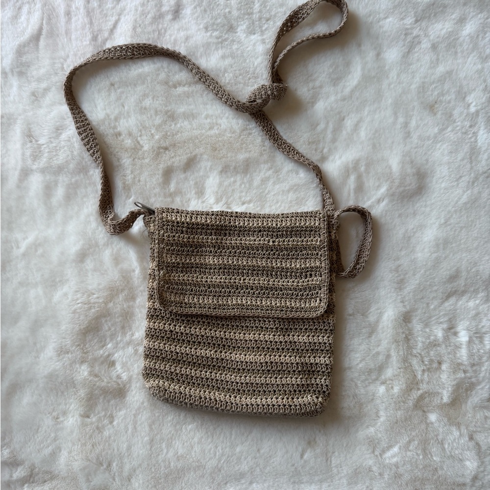 Tan Handmade Crossbody Bag with Textured Design Boho Style